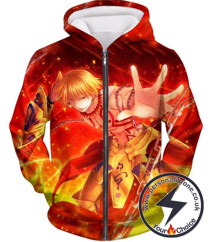 Fate Stay Night Cool Archer Class Heroic Spirit Gilgamesh Zip Up Hoodie